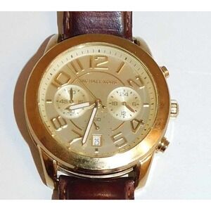 Michael Kors Watch MK-2251‎ Mercer Gold Chronograph Brown Leather Strap